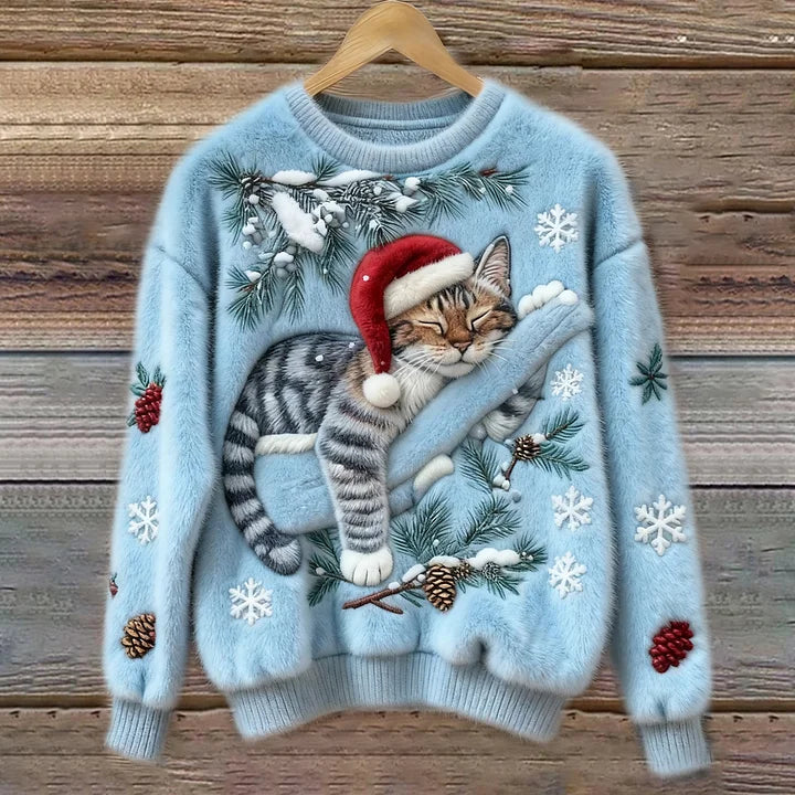 Nora Holiday Cat Plush Sweater