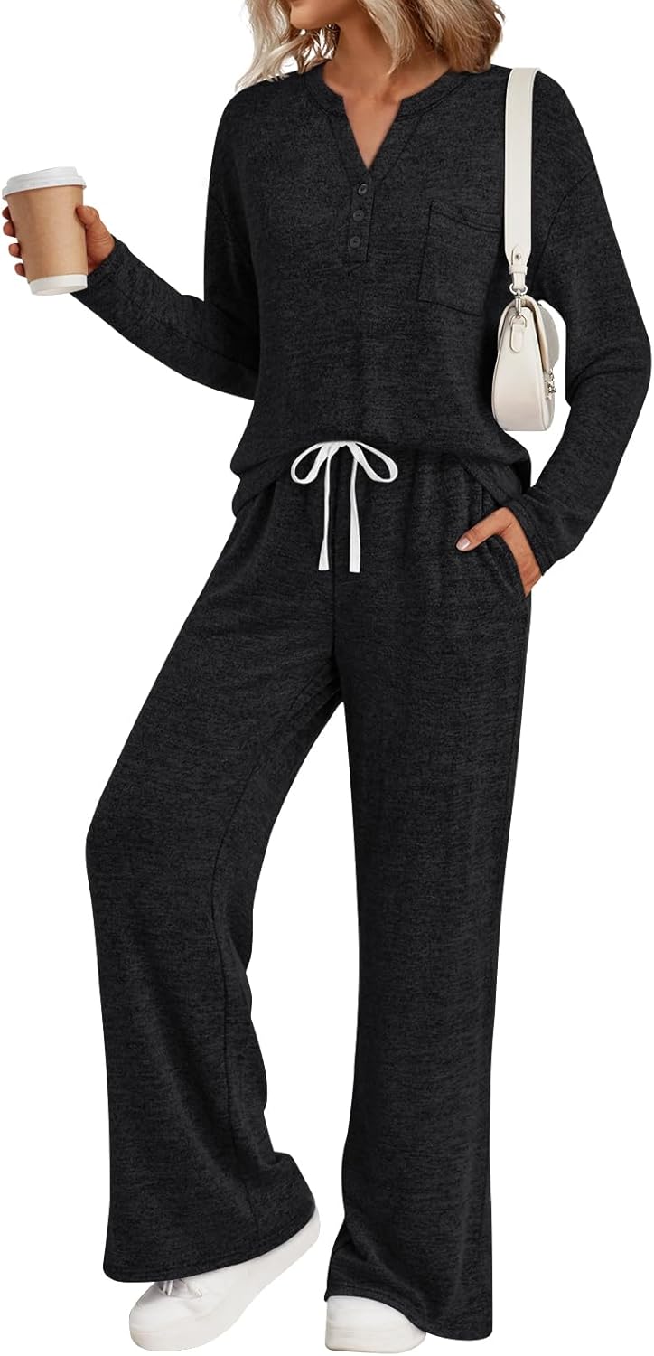 LILLUSORY Womens 2 Piece Lounge Sets Winter Outfits 2026 Sweatsuit Matching Pjs Airport Vacation Travel Fall Pajamas Fashion
