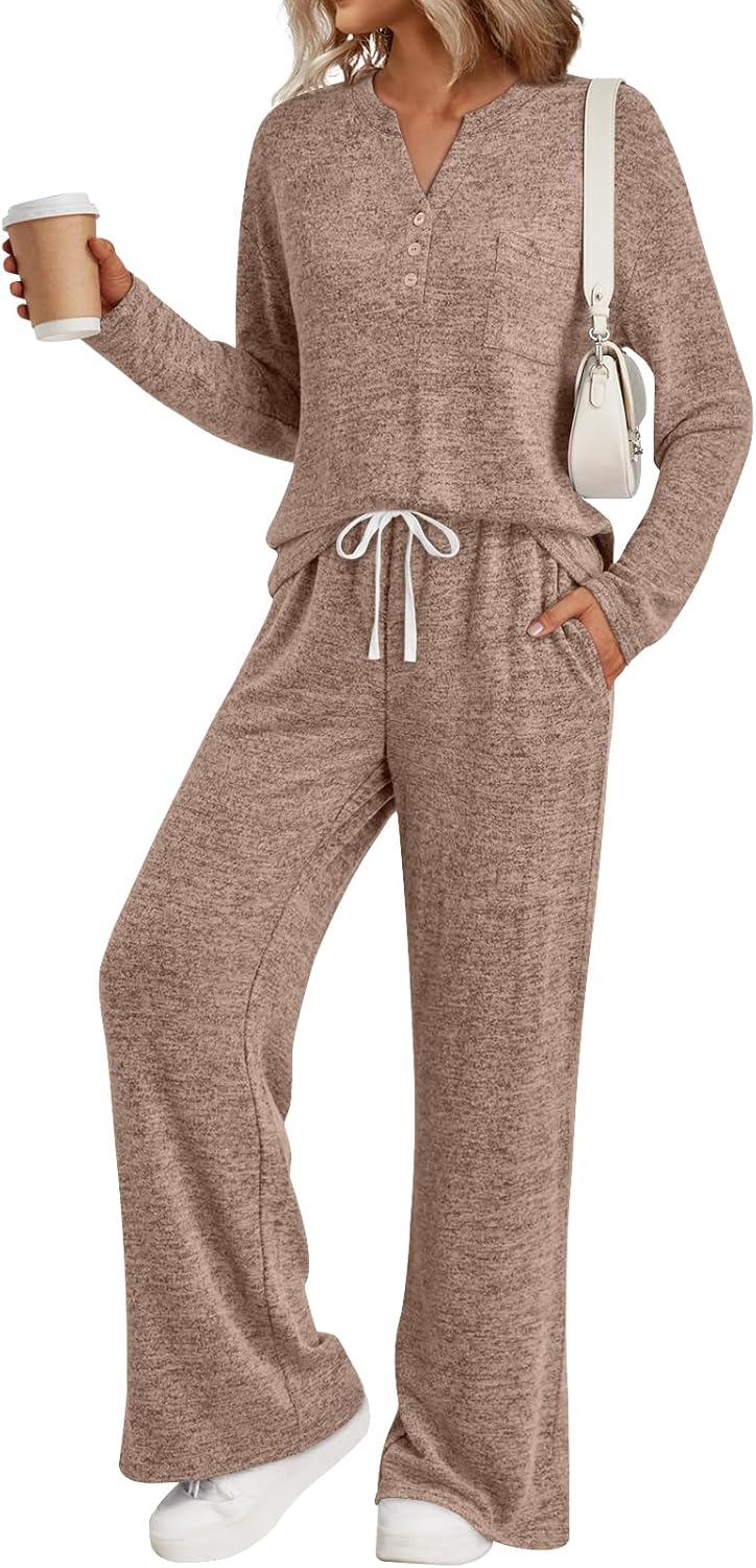 LILLUSORY Womens 2 Piece Lounge Sets Winter Outfits 2026 Sweatsuit Matching Pjs Airport Vacation Travel Fall Pajamas Fashion