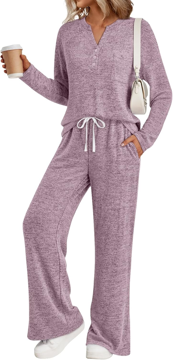 LILLUSORY Womens 2 Piece Lounge Sets Winter Outfits 2026 Sweatsuit Matching Pjs Airport Vacation Travel Fall Pajamas Fashion