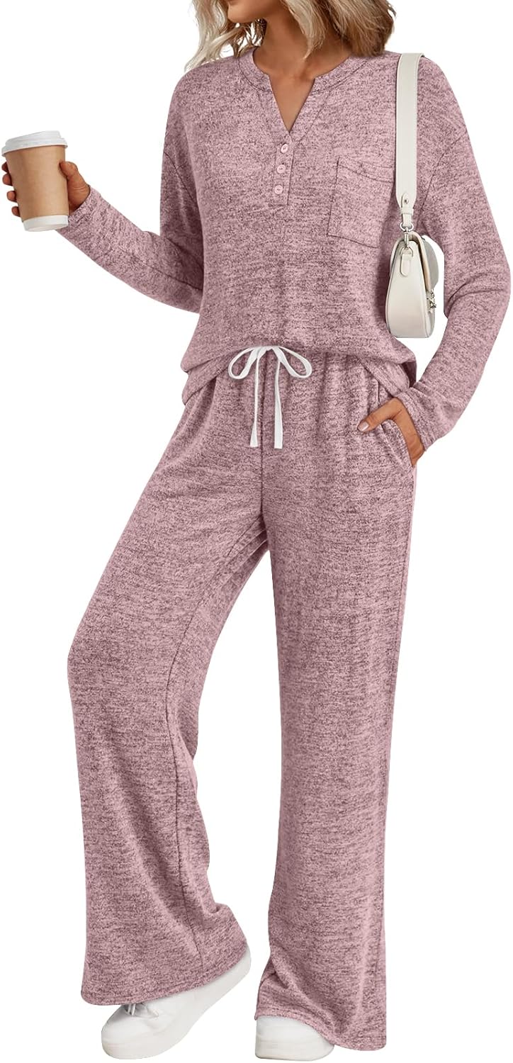 LILLUSORY Womens 2 Piece Lounge Sets Winter Outfits 2026 Sweatsuit Matching Pjs Airport Vacation Travel Fall Pajamas Fashion