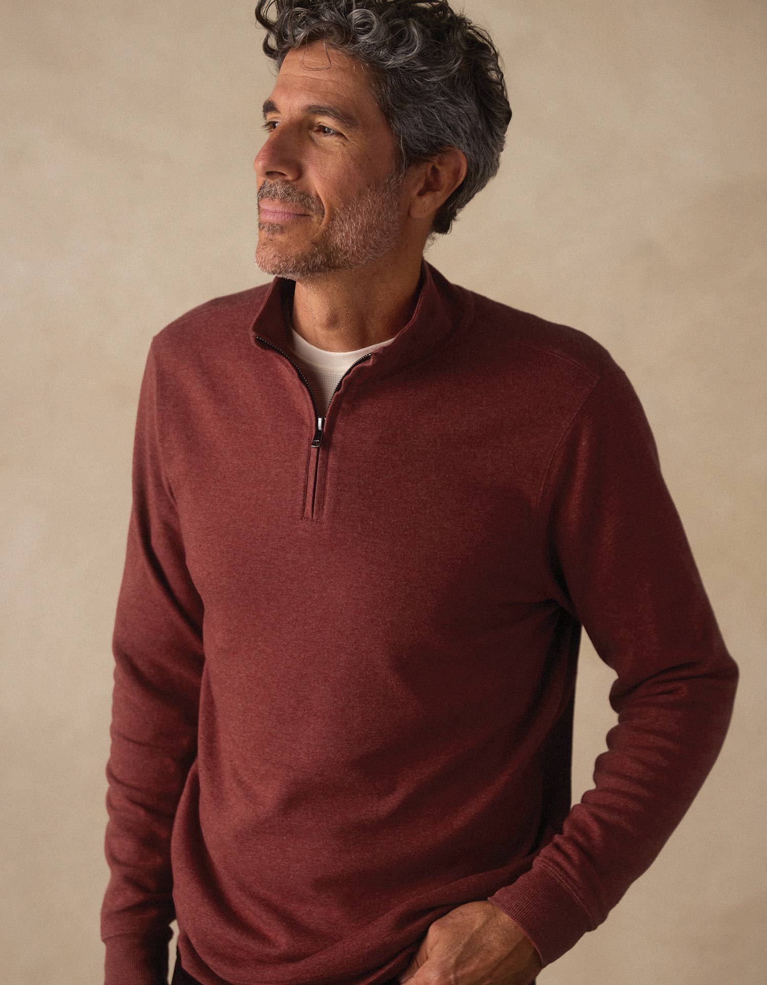 Puremeso Weekend Quarter Zip in Redwood