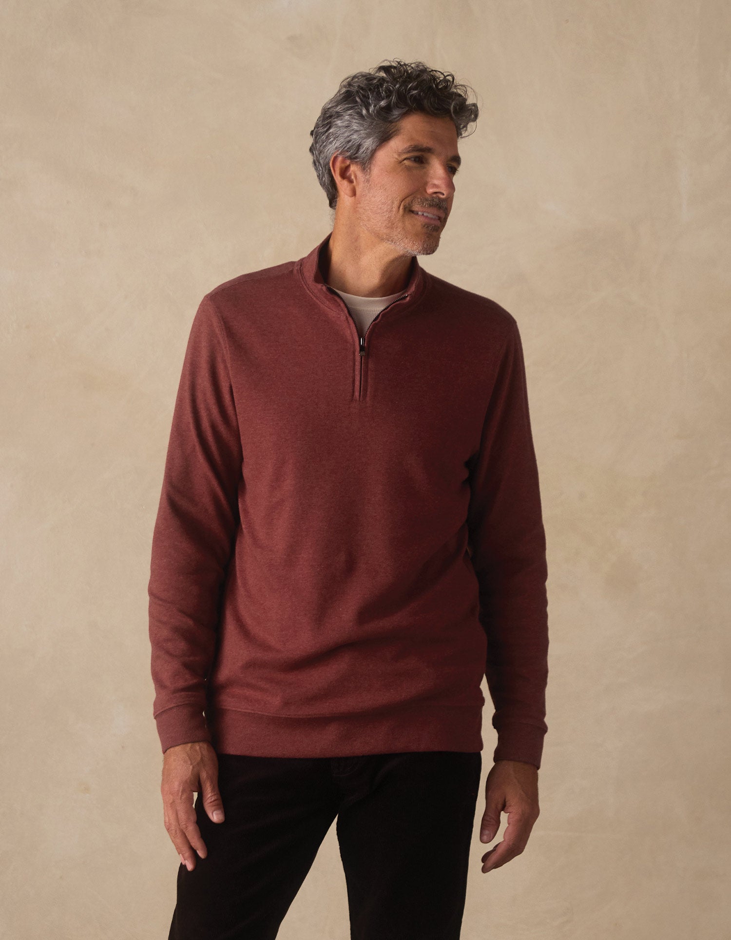 Puremeso Weekend Quarter Zip in Redwood