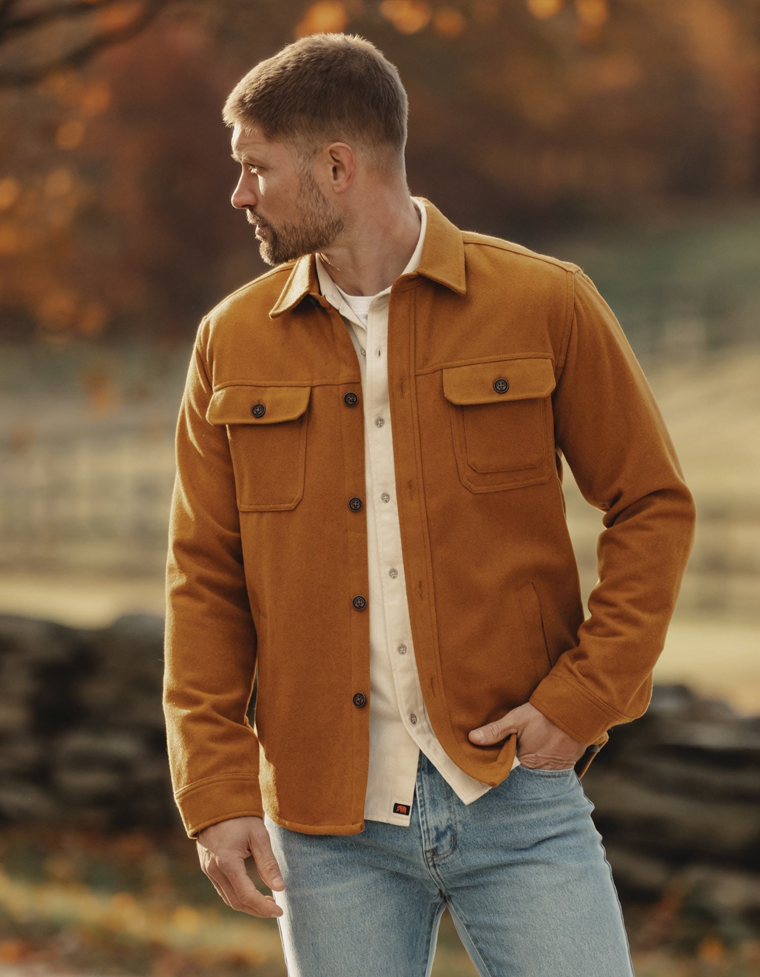 Brightside Flannel Lined Workwear Jacket in Gold