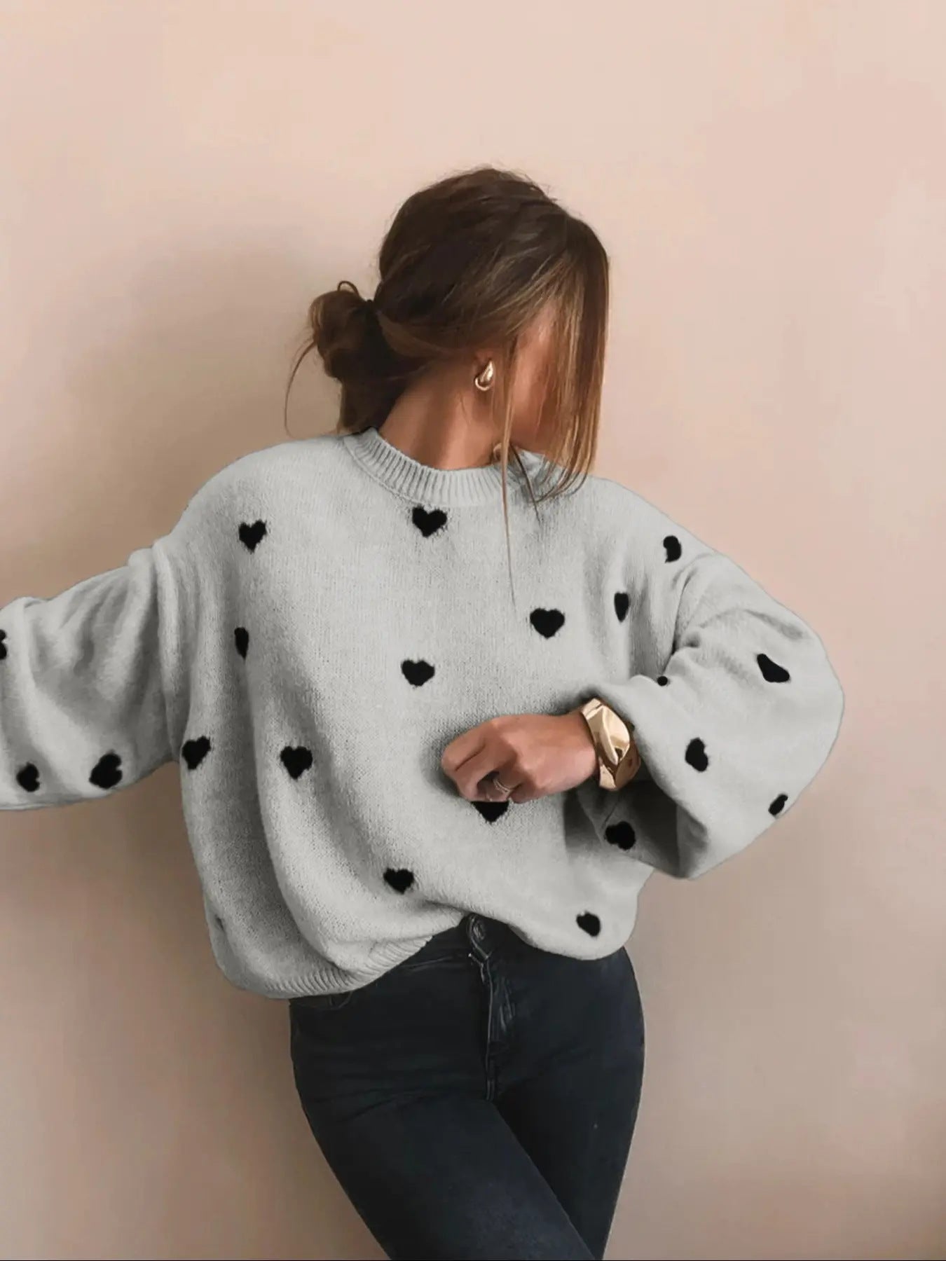 Women's printed crew neck sweater