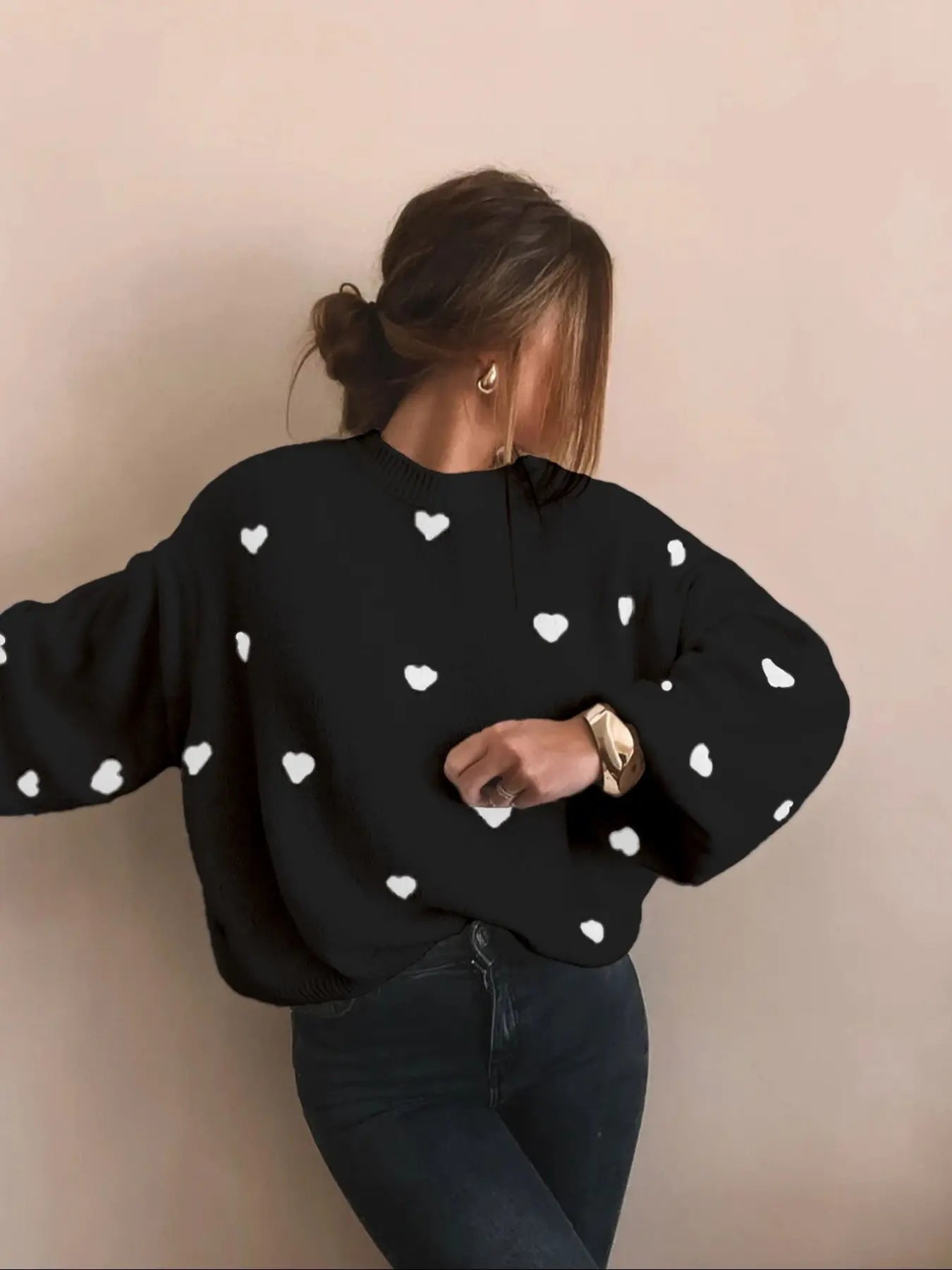 Women's printed crew neck sweater
