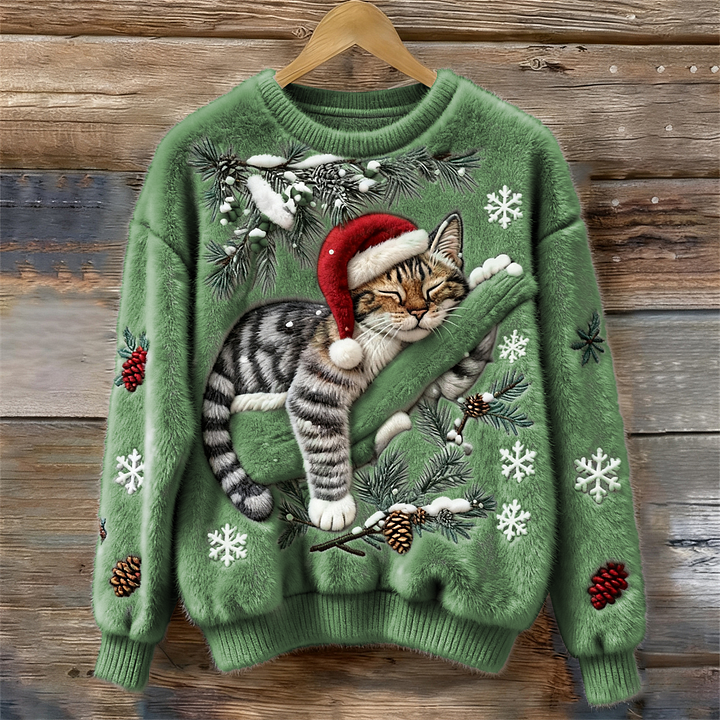Nora Holiday Cat Plush Sweater