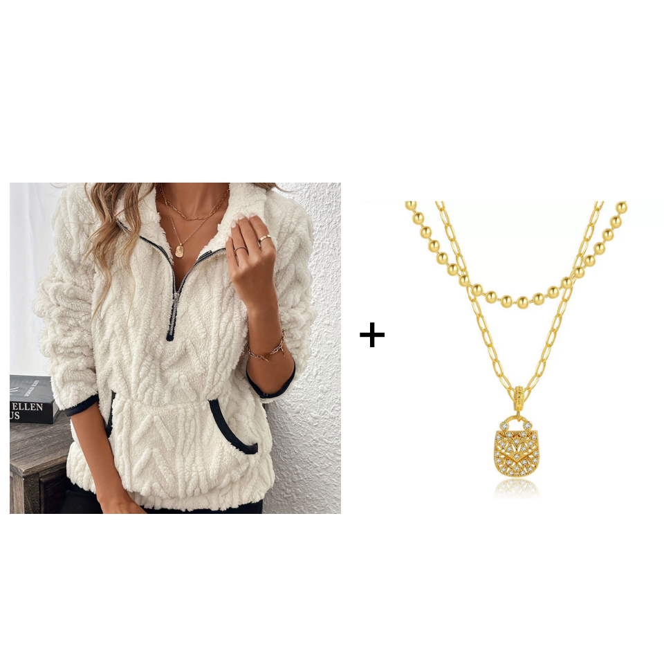 Fluffy half-zip sweatshirt 🍂 | Cloud-soft + spacious pockets – Comfortable for everyday wear/lounge