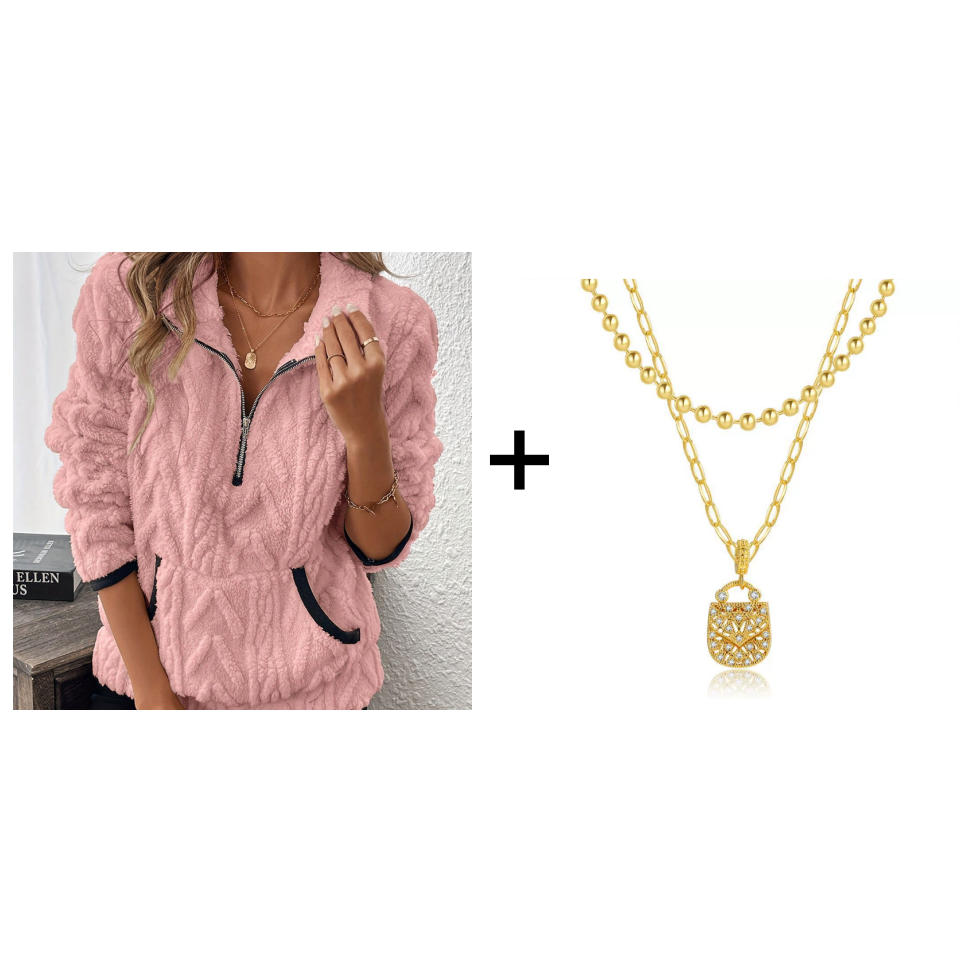 Fluffy half-zip sweatshirt 🍂 | Cloud-soft + spacious pockets – Comfortable for everyday wear/lounge