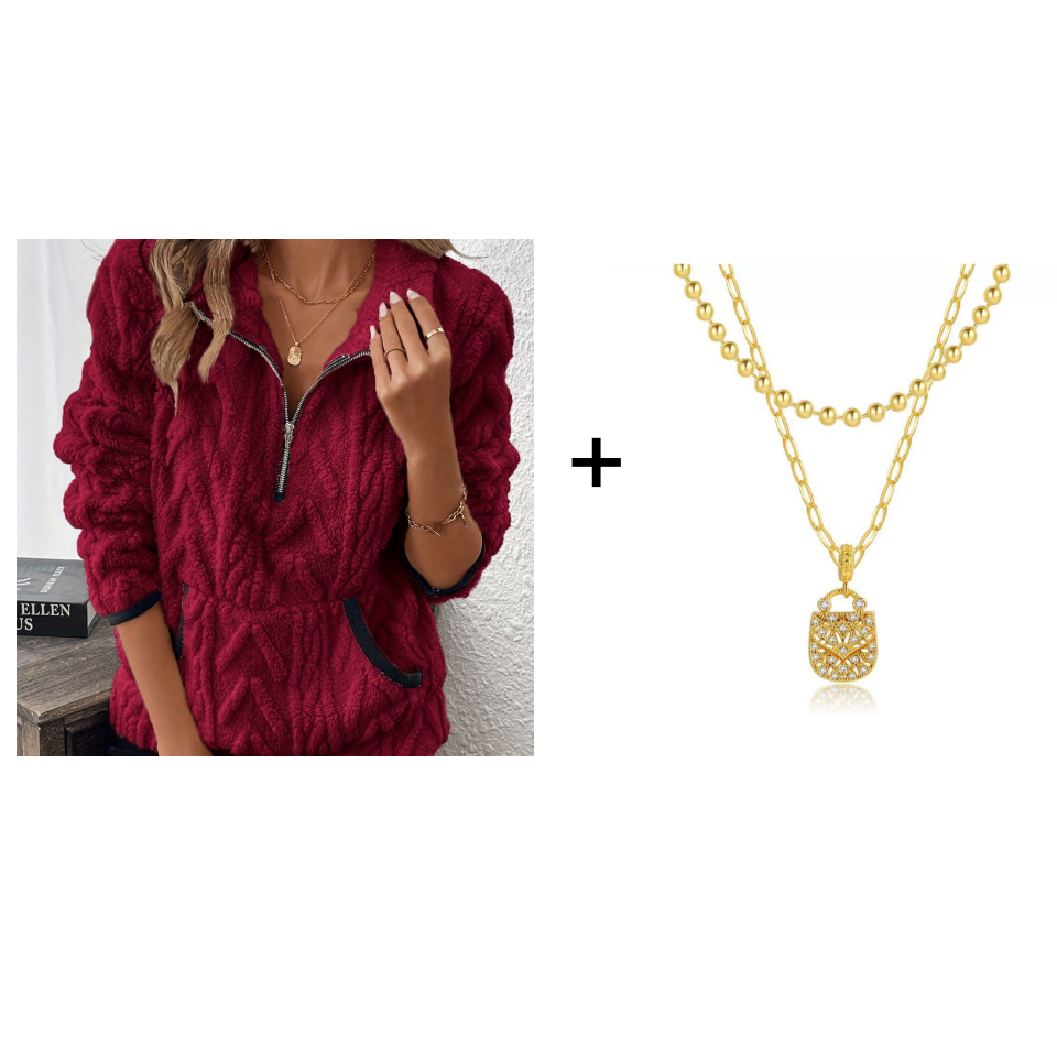 Fluffy half-zip sweatshirt 🍂 | Cloud-soft + spacious pockets – Comfortable for everyday wear/lounge